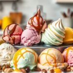 A bowl of freshly churned ice cream made with the Ninja CREAMi, garnished with sprinkles and served on a wooden table.