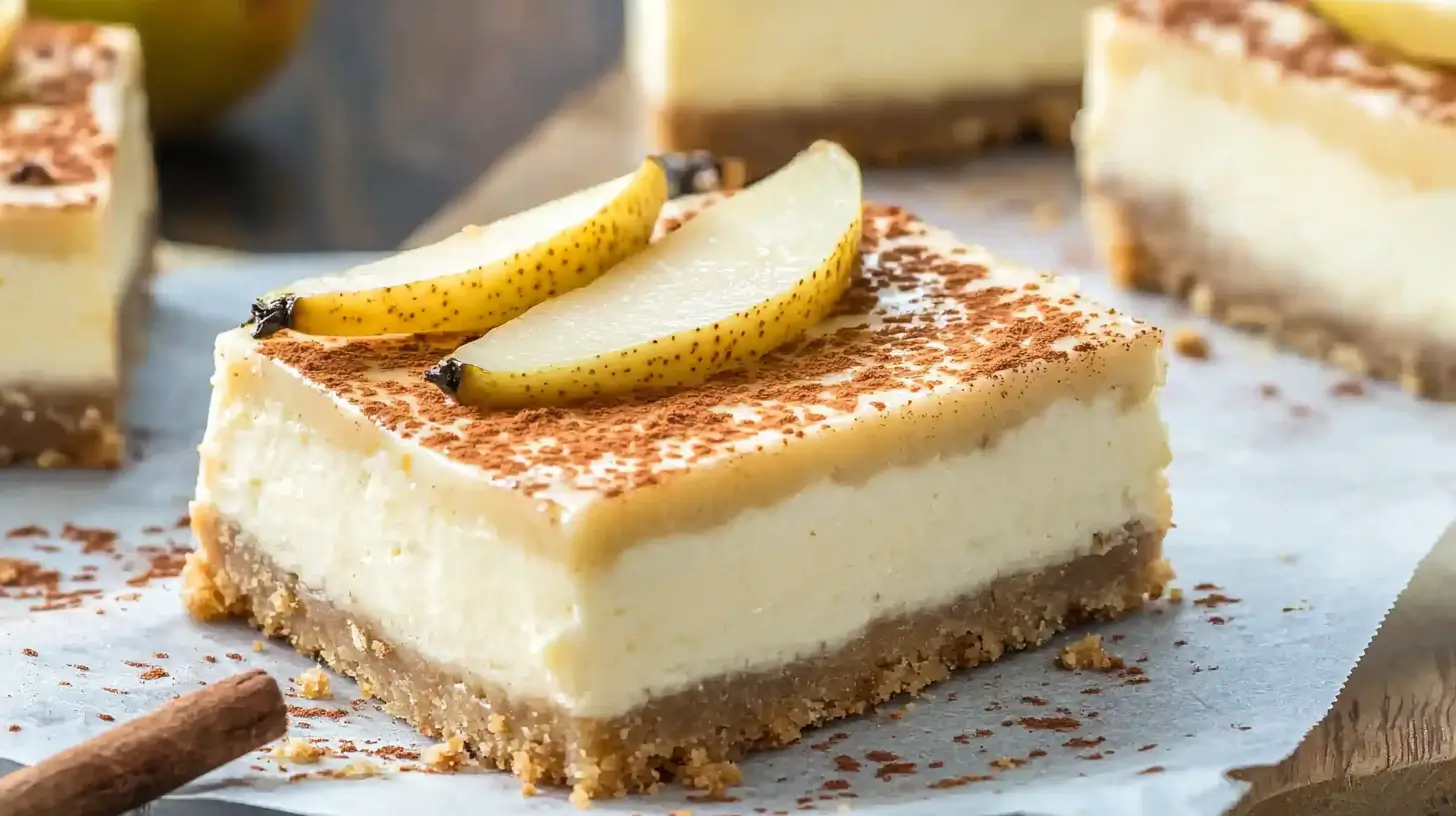 Pear Delight Cheesecake Bars